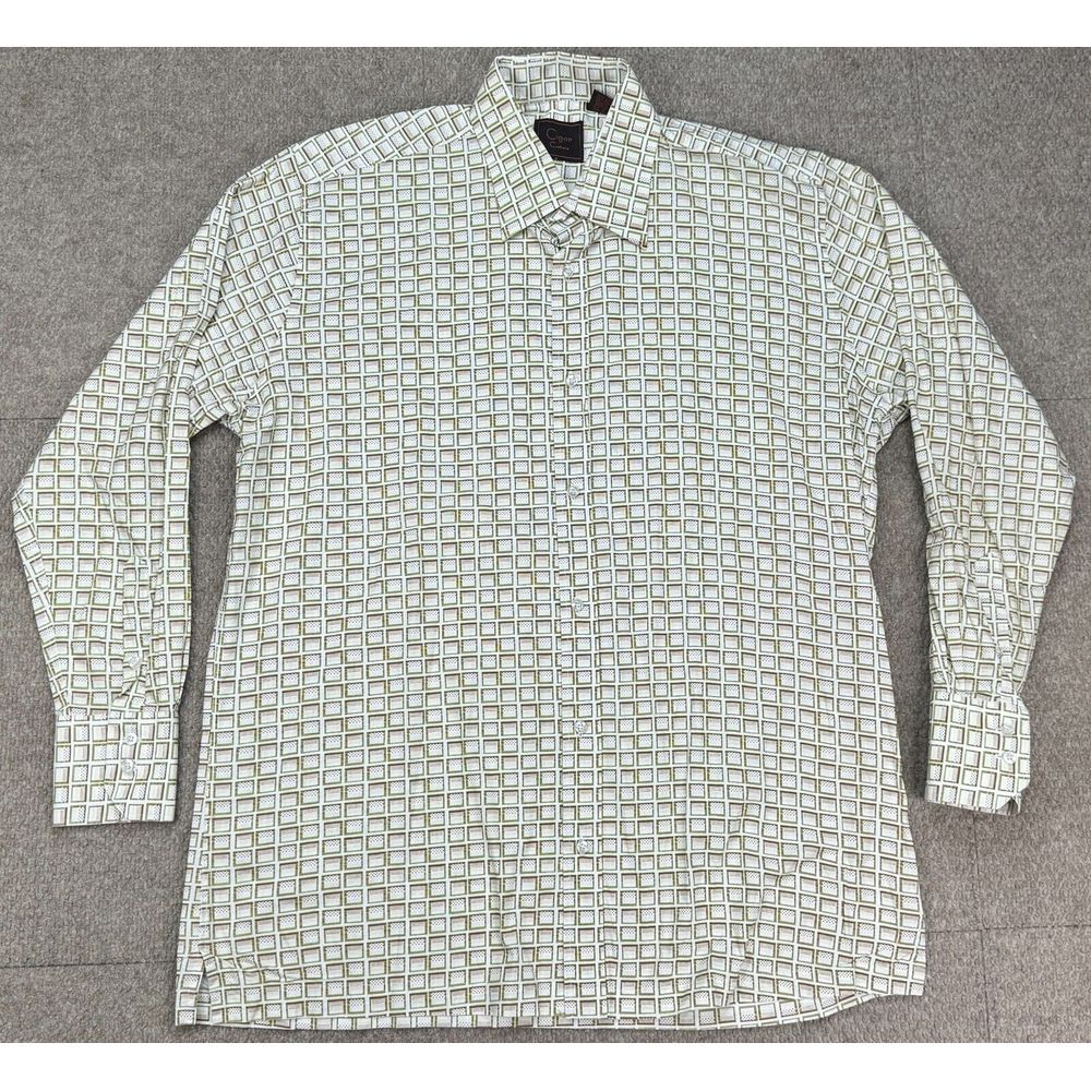 Cigar Couture Button Up Long‎ Sleeve Check Dress Shirt Size Large